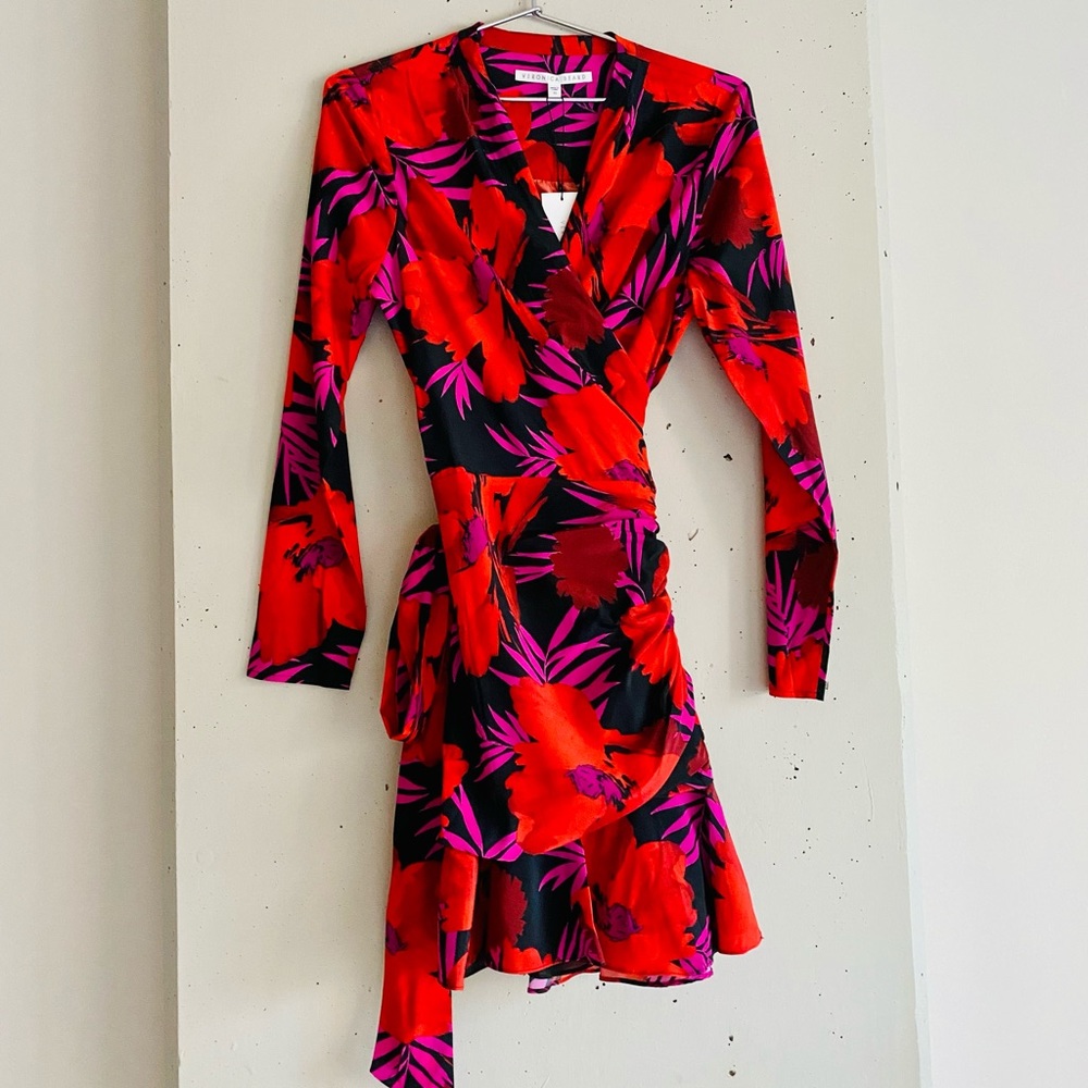 NWT Veronica Beard Mini Wrap Ruched Dress Size 10